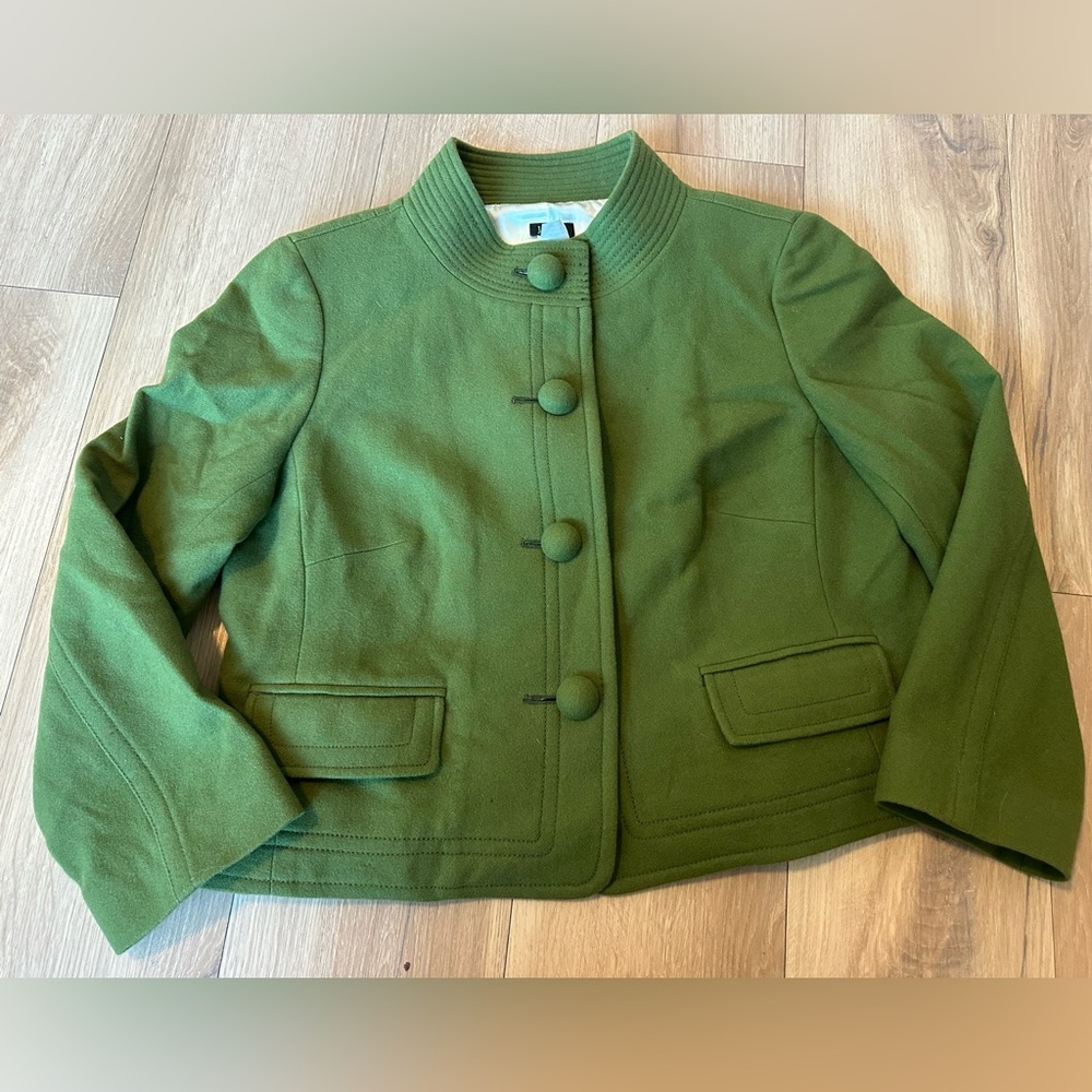 J.Crew Green Wool Jacket Size 12 | Classic Button Front Tailored Blazer